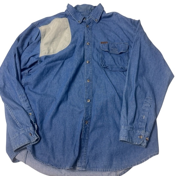Gander Mountain Guide Series shirt shooting shirt chambray button up denim XLT - Picture 1 of 8